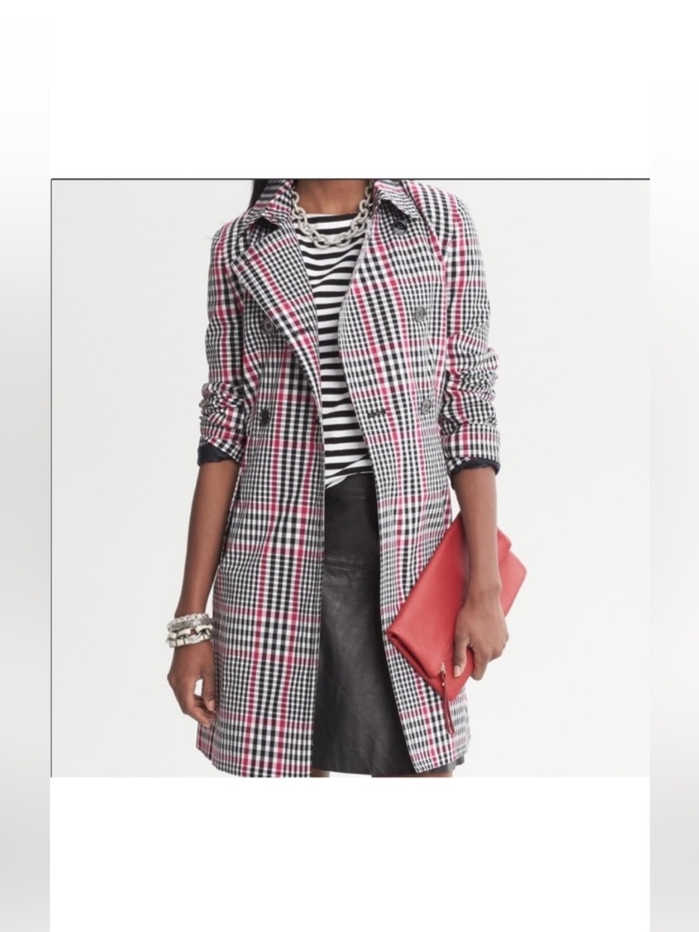 Banana Republic checkered trench- size small